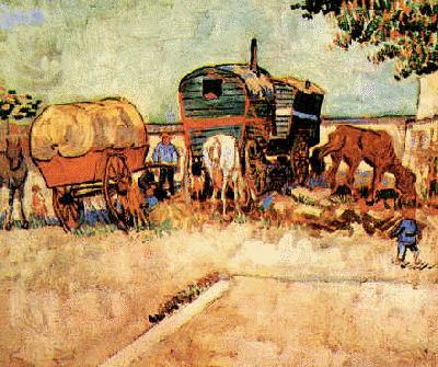 Encampment of Gypsies with Caravan, Vincent Van Gogh